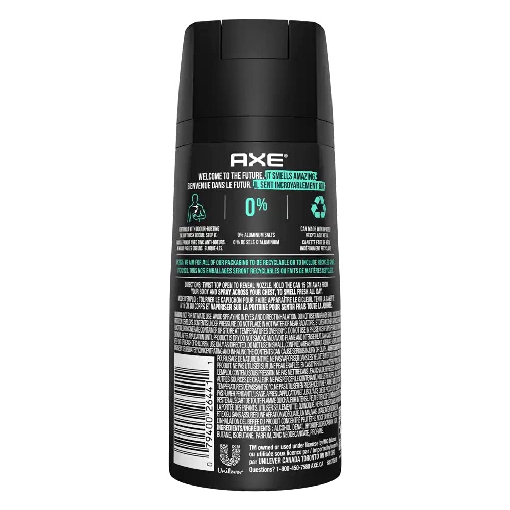 Axe Deodorant Body Spray 48H High Definition - Apollo Sage and Cedar Scent - 4 oz (Pack of 2)