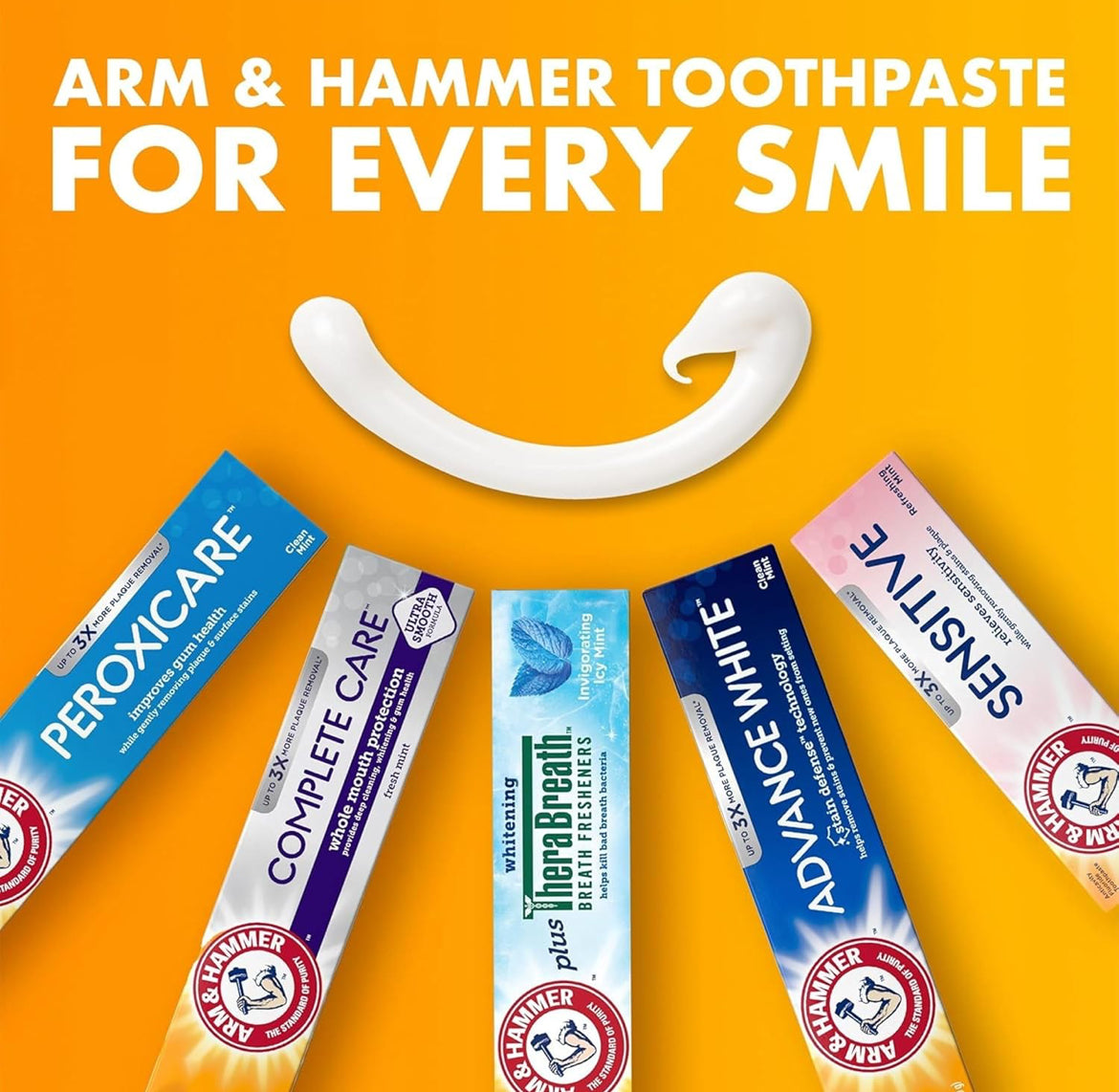 ARM & HAMMER Complete Care Toothpaste,Teeth Whitening w/ Baking Soda - Fluoride Fresh Mint Flavor (Pack of 4)