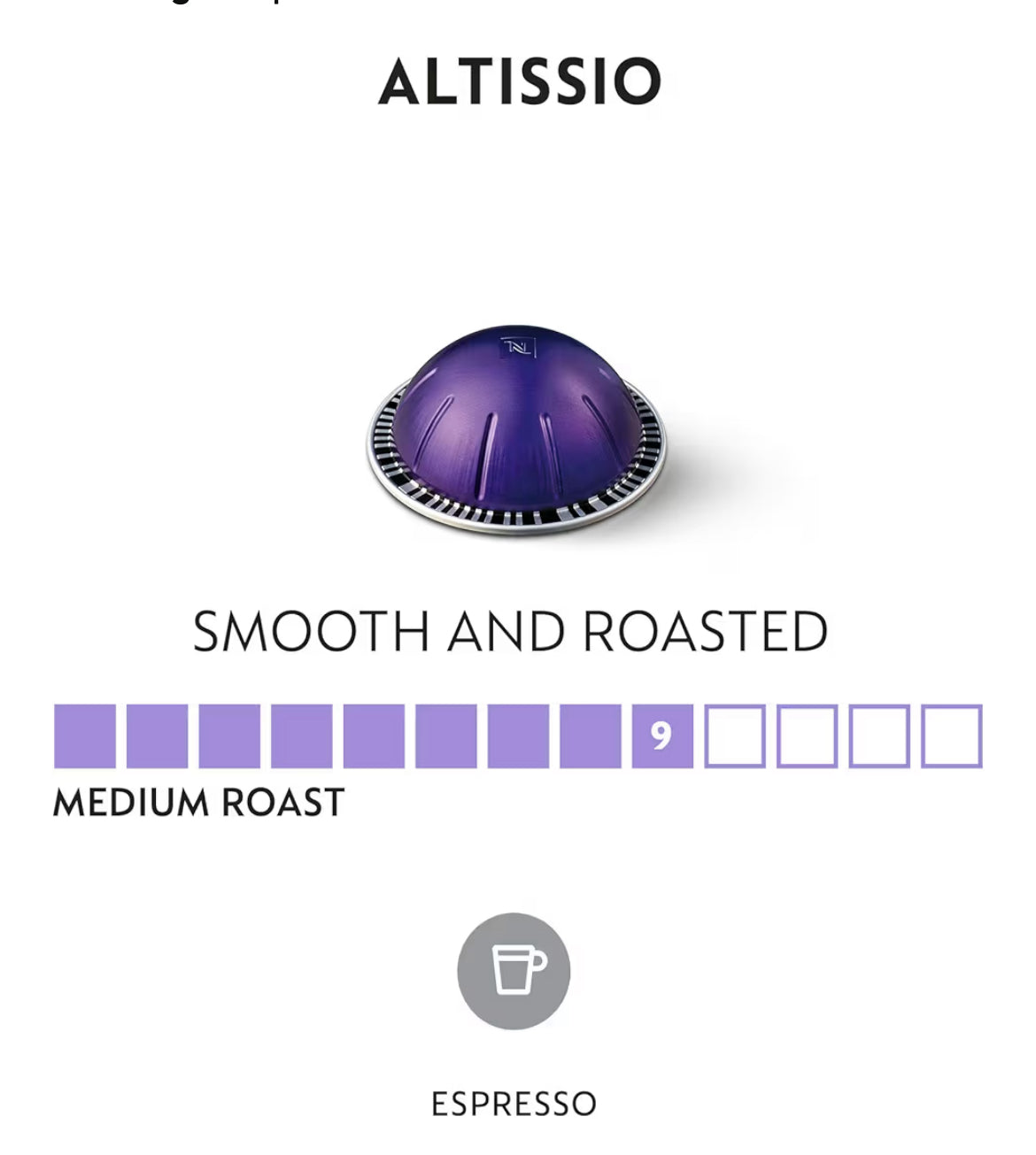 Nespresso Vertuo Kapsules, Altissio, Medium-geroosterde Espresso Koffie - 50 STK Espresso Peule, Brout (1.35oz.)