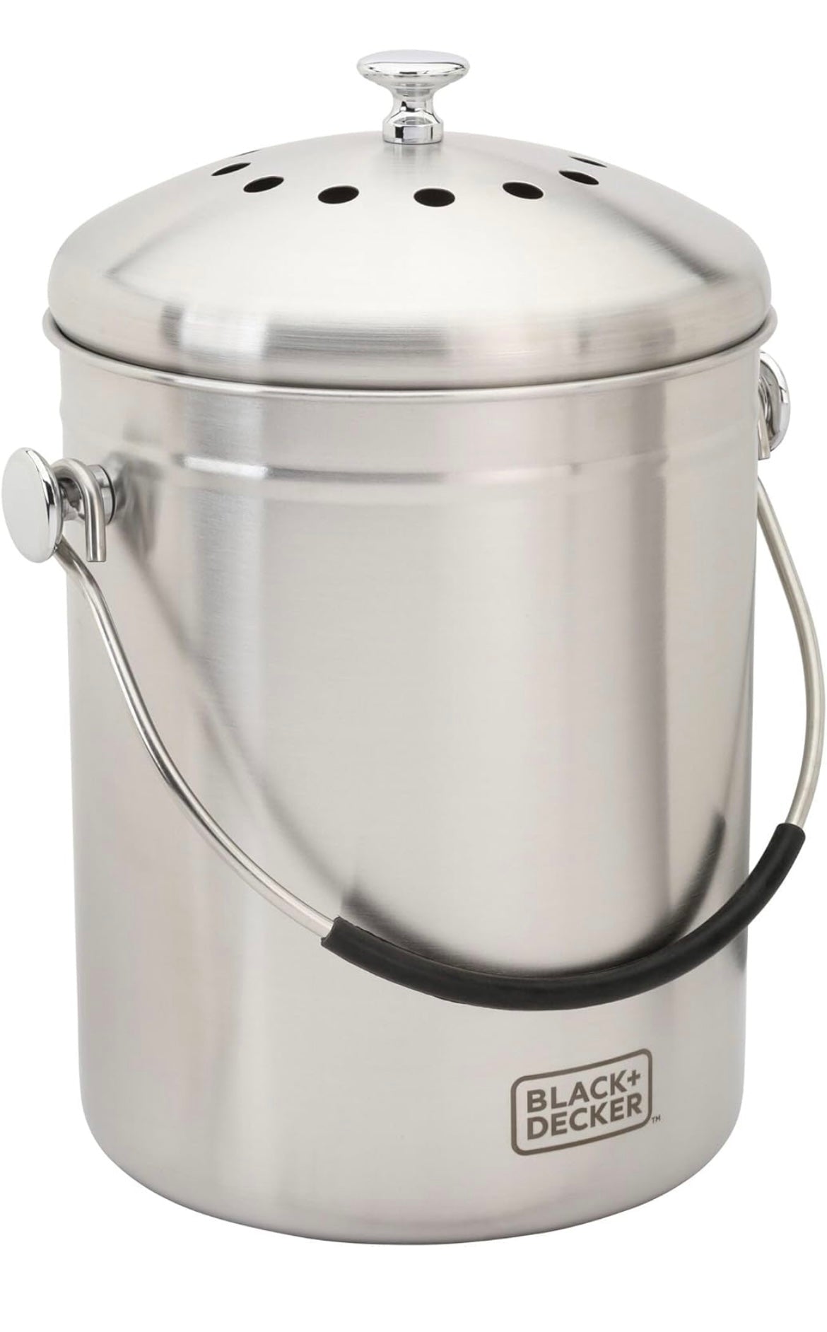 BLACK+DECKER Compost Bin, Stainless Steel, Countertop, 166 oz.