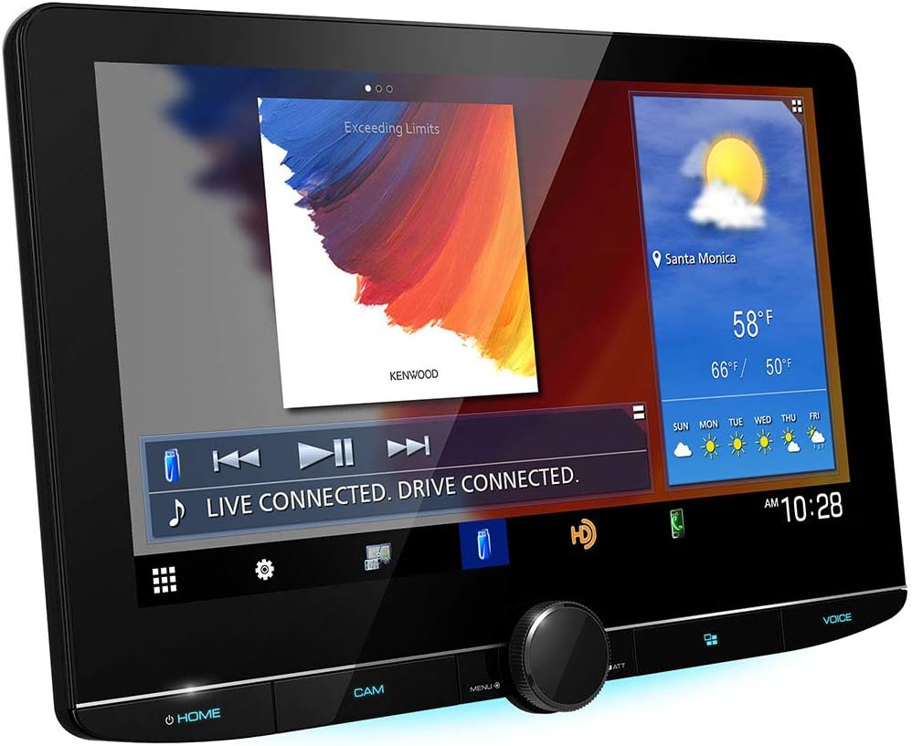 KENWOOD eXcelon Reference 10.1" Digital Multimedia Bluetooth Car Stereo with USB, 10.1" Floating Touchscreen HD Display, AM/FM HD Radio, Double DIN, Apple CarPlay or Android Auto, SiriusXM