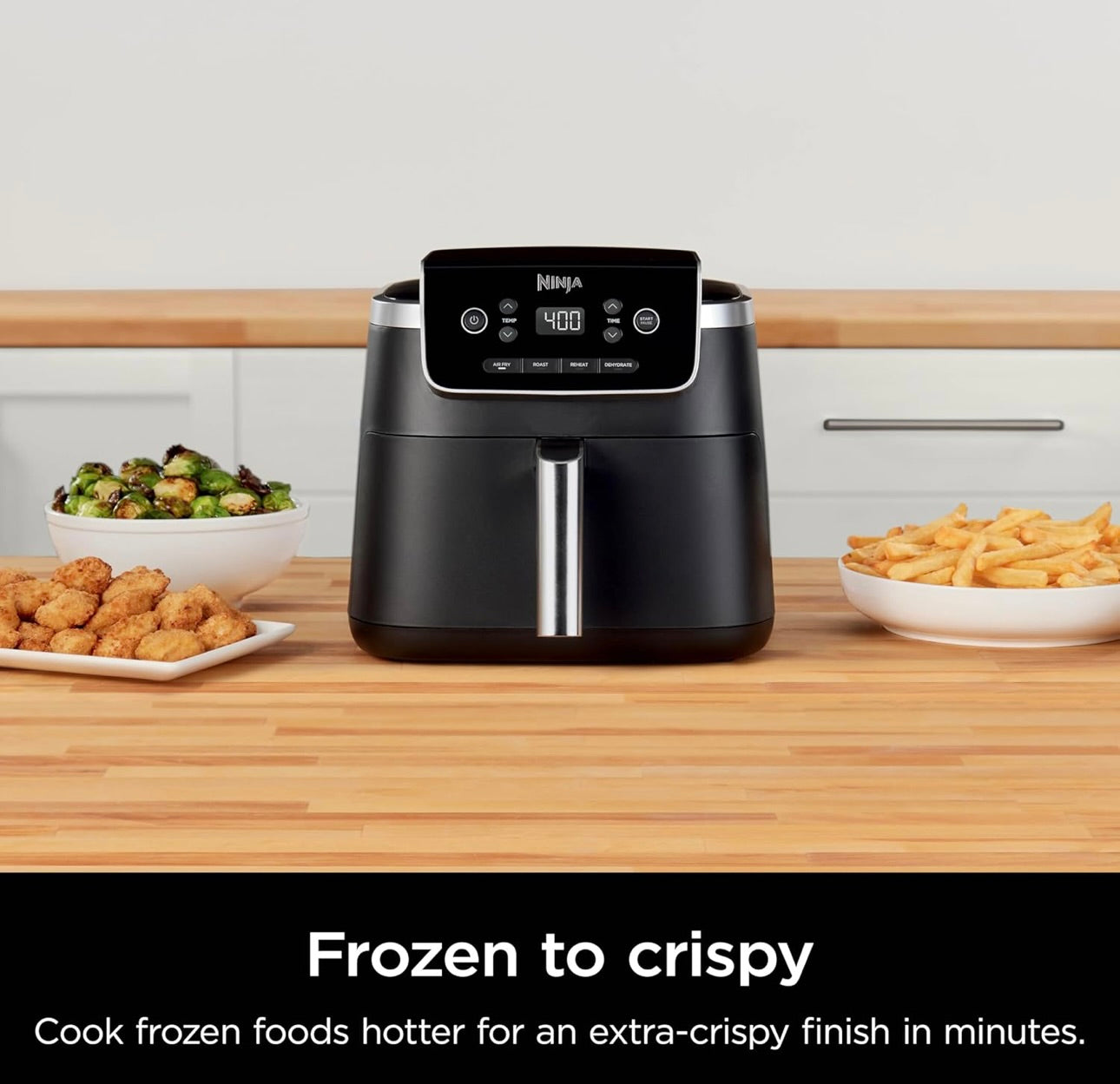 Ninja Air Fryer Pro 4-in-1 with 5 QT Capacity, Air Fry, Roast, Reheat, Dehydrate, Air Crisp Technology with 400F for hot, 120 Volts, Nonstick Basket & Crisper Plate, Grey, AF141