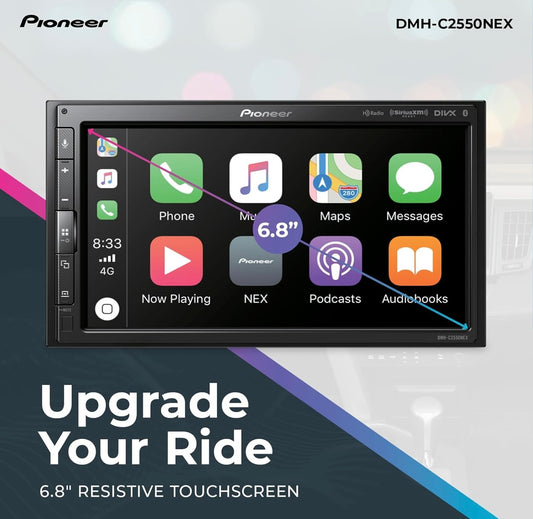 Pioneer DMH CNEX Digitale Multimedia-ontvanger met Bedrade Apple CarPlay en Android Auto, 6.8" Kapasitiewe Raakskerm, Dubbel-DIN, Ingeboude Bluetooth, Amazon Alexa via App, Agteruitryskamera-versoenbaar