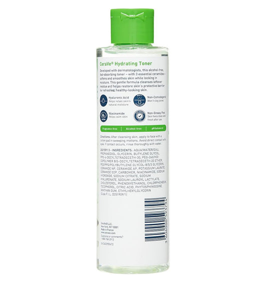 CeraVe Hydrating Toner m/ Hialuronzuur, Niasinamied en Seramiede vir Sensitiewe Droë Vel Volgrootte (201 ml)