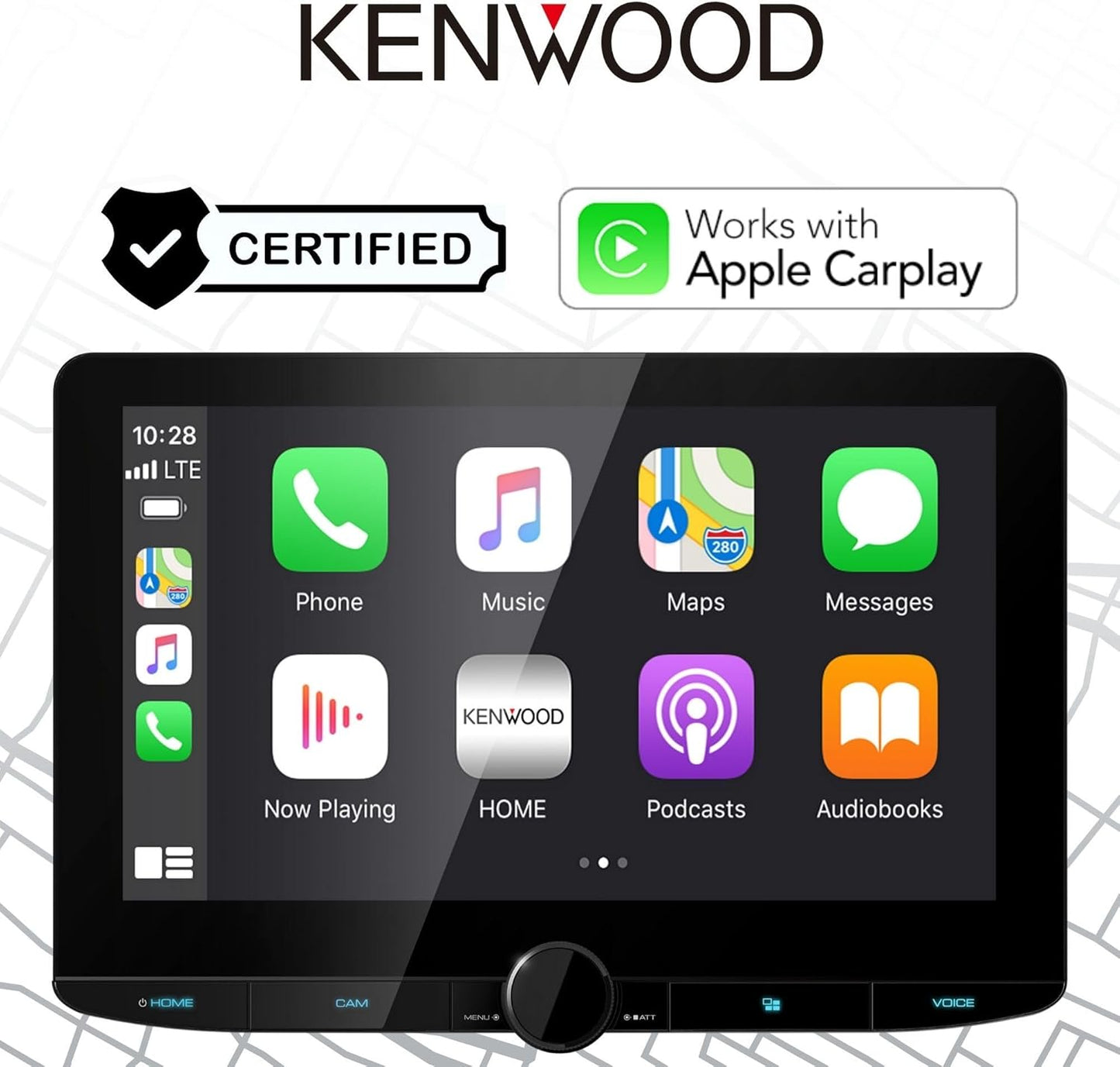 Kenwood 10.1" Hoëdefinisie-motorstereo-ontvanger met kapasitiewe raakpaneel