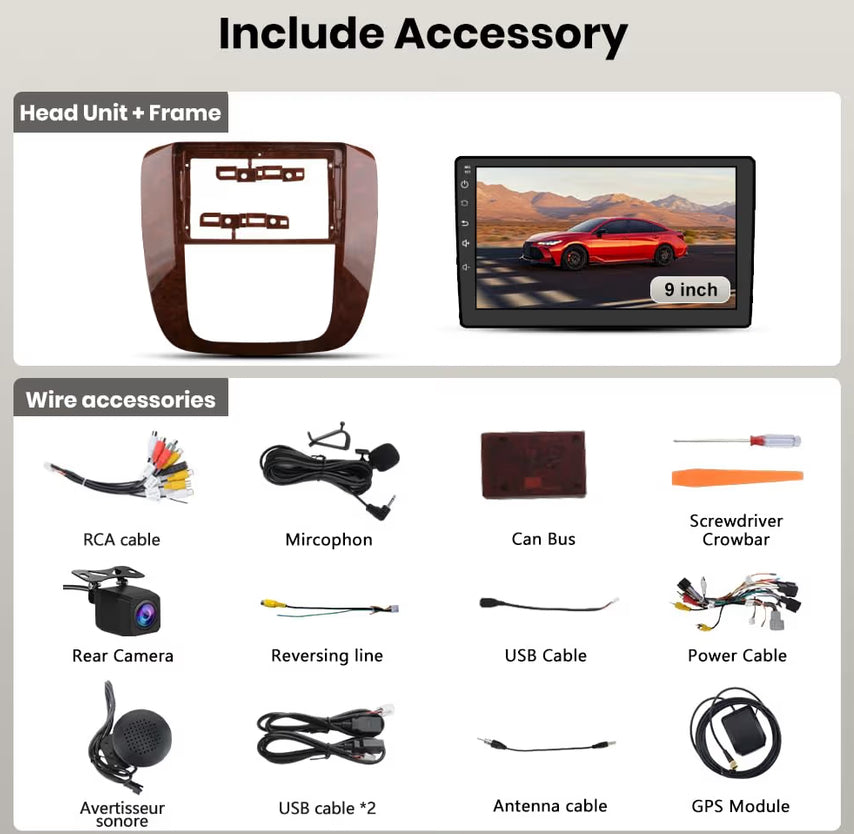 Android 13 Car Radio w/ Wireless Carplay Android Auto Bluetooth GPS Backup Camera for Chevrolet Tahoe Suburban GMC Yukon 2007-2013