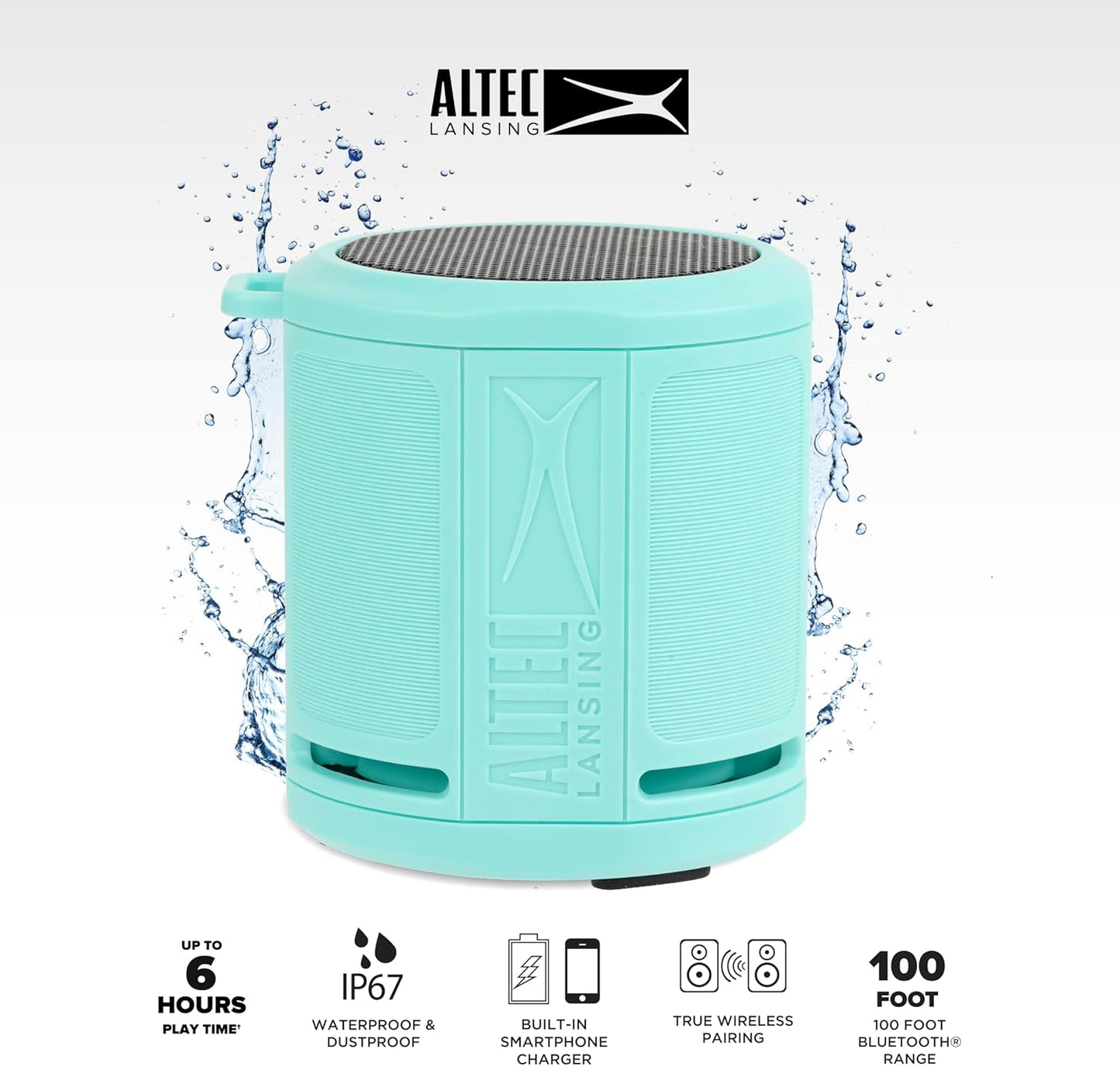 Altec Lansing HydraMicro - Waterdigte Bluetooth-luidspreker, Liggewig en Draagbare Luidspreker vir Reis en Buiteluggebruik, Munt
