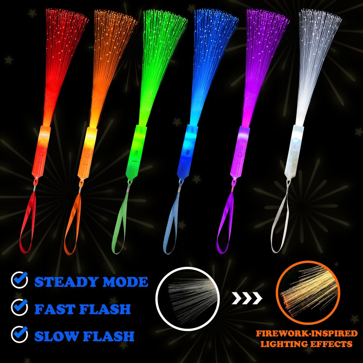 Halloween Glow in Dark Party Favors for Kid,12PCS Light Up Fiber Optic Wand