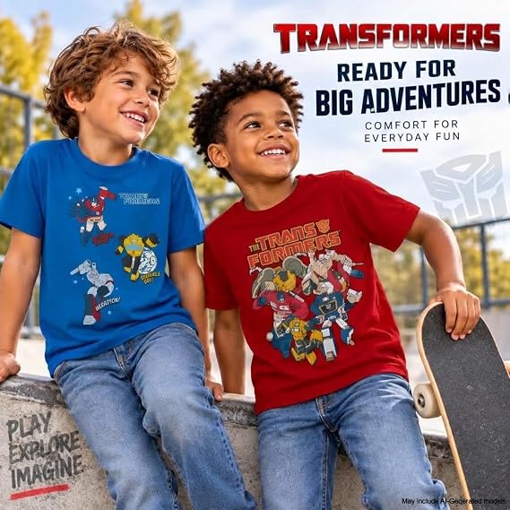 Transformers Boys 2 Pack Cotton Tee Optimus Prime Bumblebee Shirts
