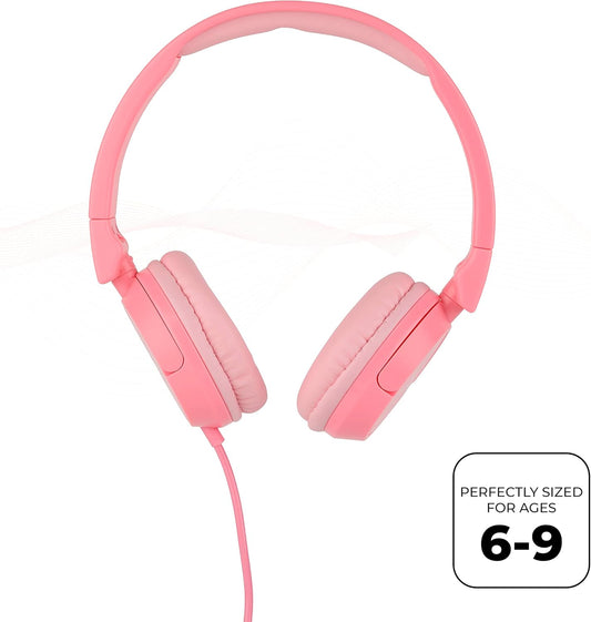 Altec Lansing Oor-die-oor-koptelefoon vir Kinders - Bedraad - Volumebeperkende Tegnologie vir Ontwikkelende Ore, Ouderdomme 6-9, Ideaal om Tuis te Leer, Pienk
