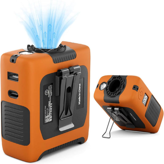 10000mAh Portable Waist Fan with Flashlight - 5 Speed - Orange