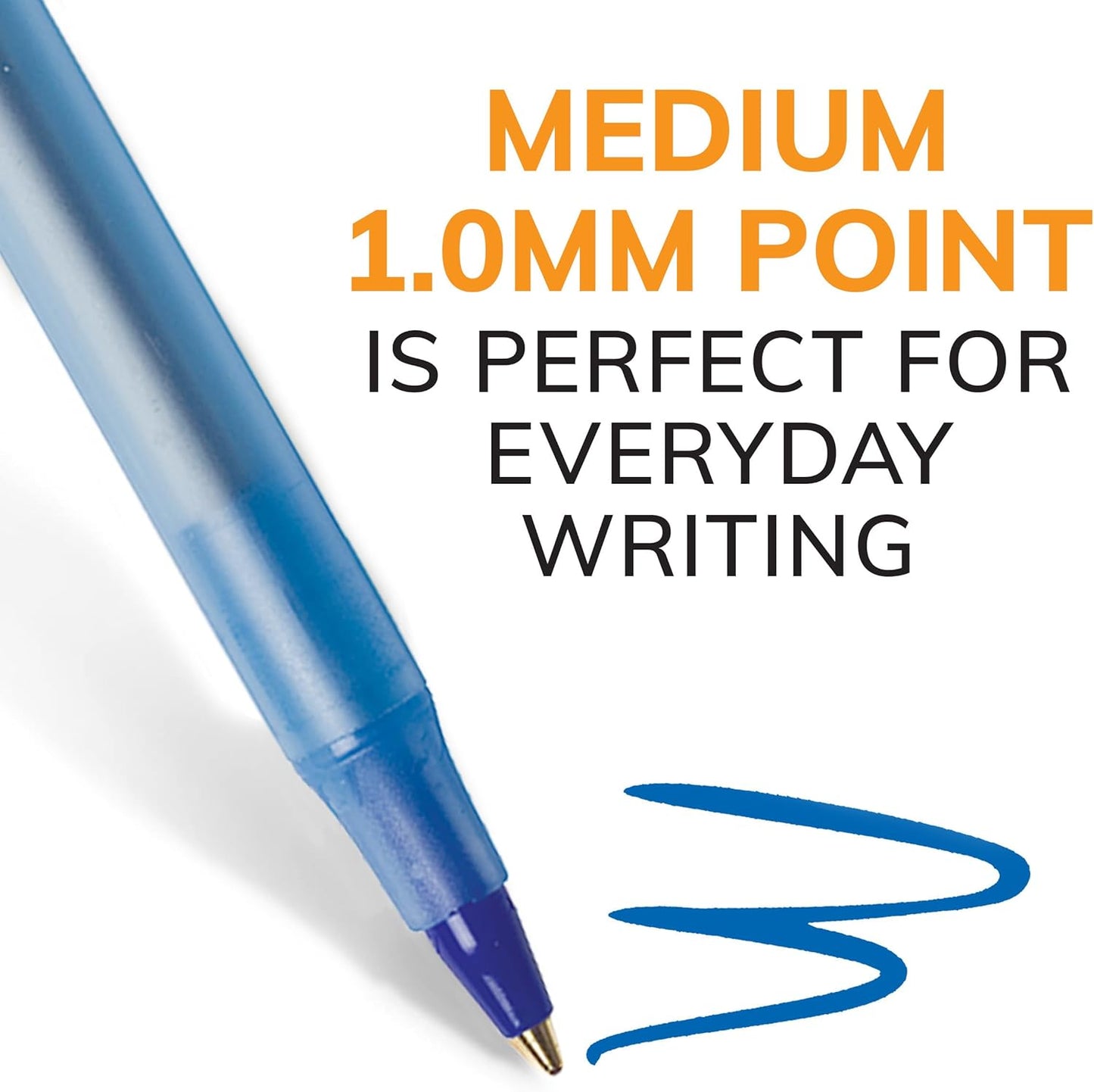 BIC Round Stic Xtra Life Blue Ballpoint Pens, Medium Point (1.0mm), 12CT Bulk Pens - (Pack of 3)