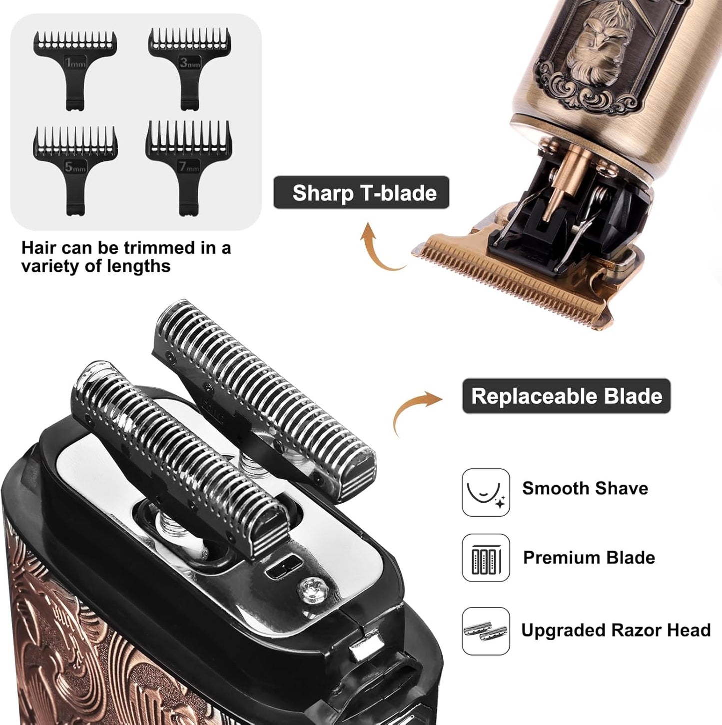 Beard Trimmer for Men, Foil Shaver Electric Razor, Shavers for Body Face Nose Ear, Cordless Hair Trimmer, Professional Hair Clippers, Mustache Grooming Kit Birthday Gifts for Men
