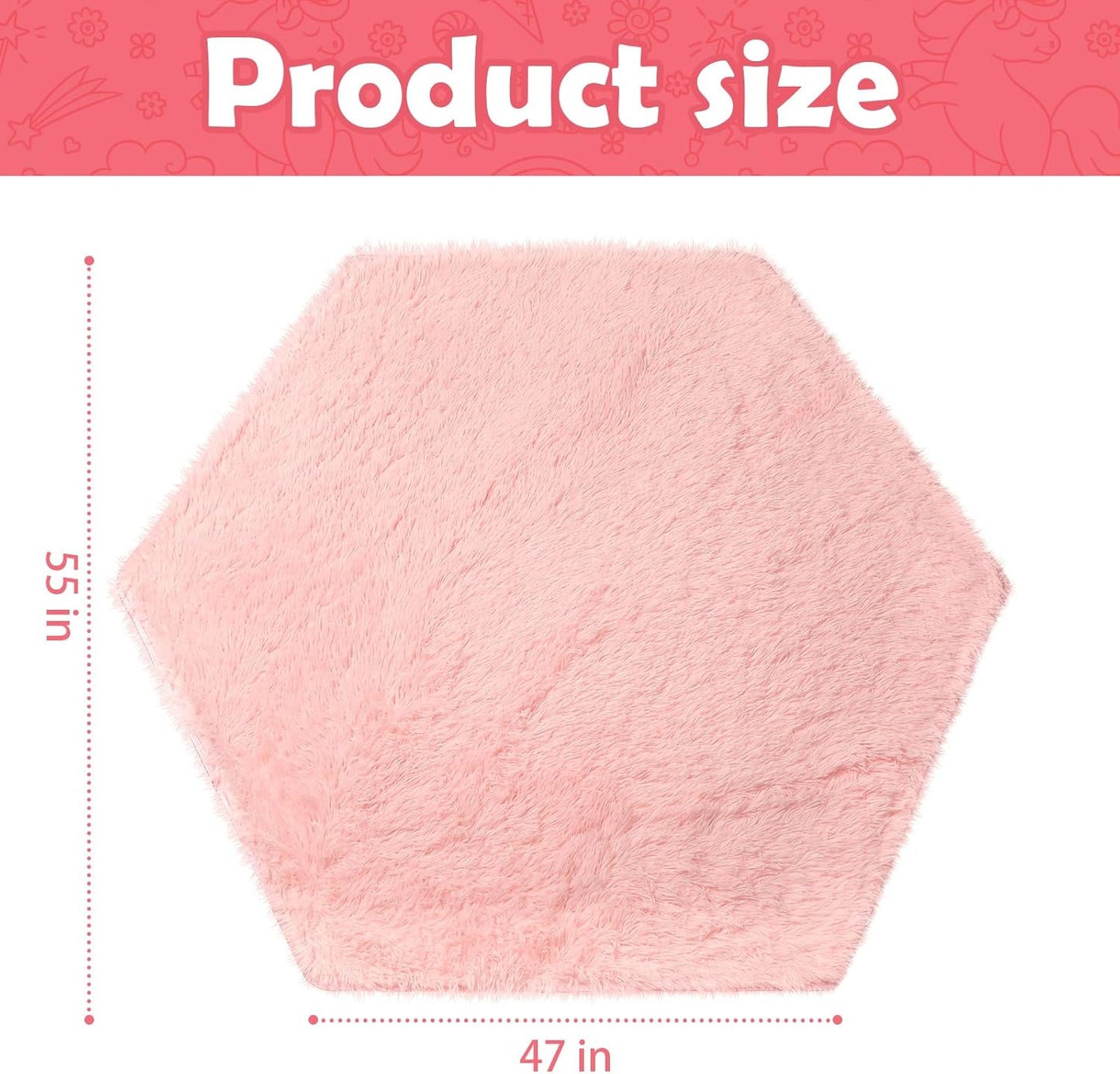 Monobeach Pink Kids Rug for Nursery Children Room Decor Ultra Soft Hexagon Carpet for Princess Tent for Girls Baby Play Mat for Floor 55”x 47” (55”x 47”, Pink Hexagon)