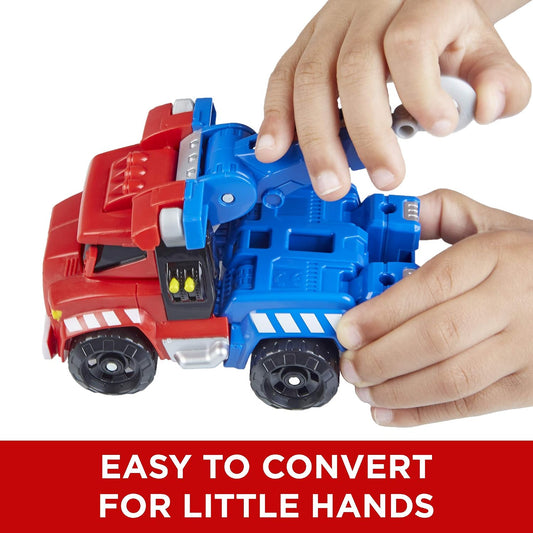 Transformers Playskool Heroes Rescue Bots Optimus Prime, 4.5-Inch Action Figure, Kids Converting Robot Toy (Ages 3+ )