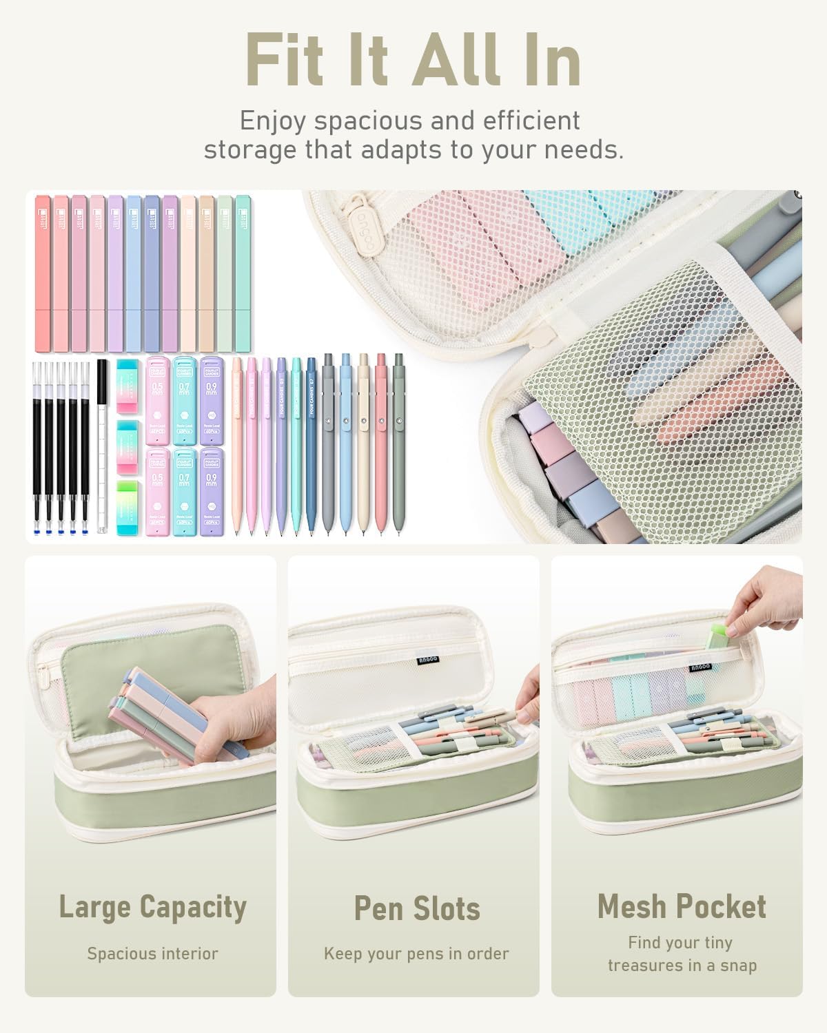 Aesthetic All-in-One Bulk Pack Supplies - Mechanical Graphite Pencil for Students Stationary School Essentials - (Green)