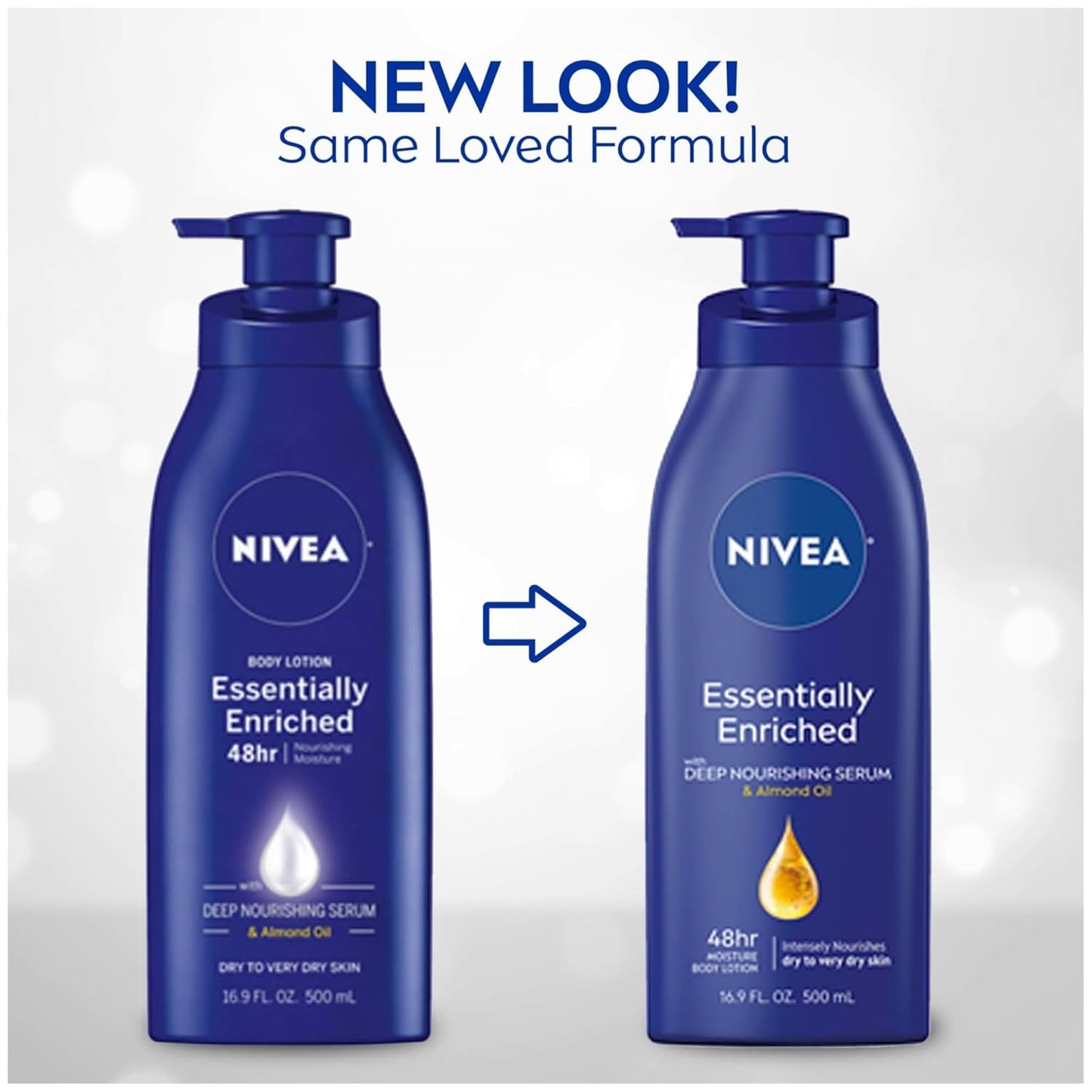 NIVEA Essentially Enriched Body Lotion for Dry Skin, Pack of 2, 16.9 Fl Oz Pump Bottles