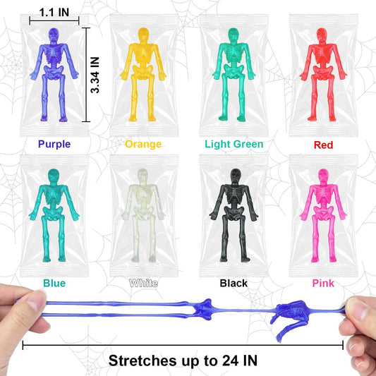 Halloween Goodie Bag Boo Basket Stuffers 36 PCS,Mini Stretchy Skeleton Toys