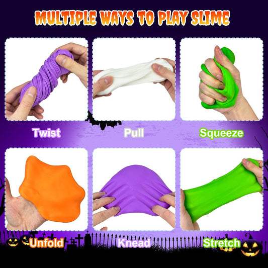 Halloween Slime Kit Toys for Kids (12 PCS) Non Candy Treats Party Favors