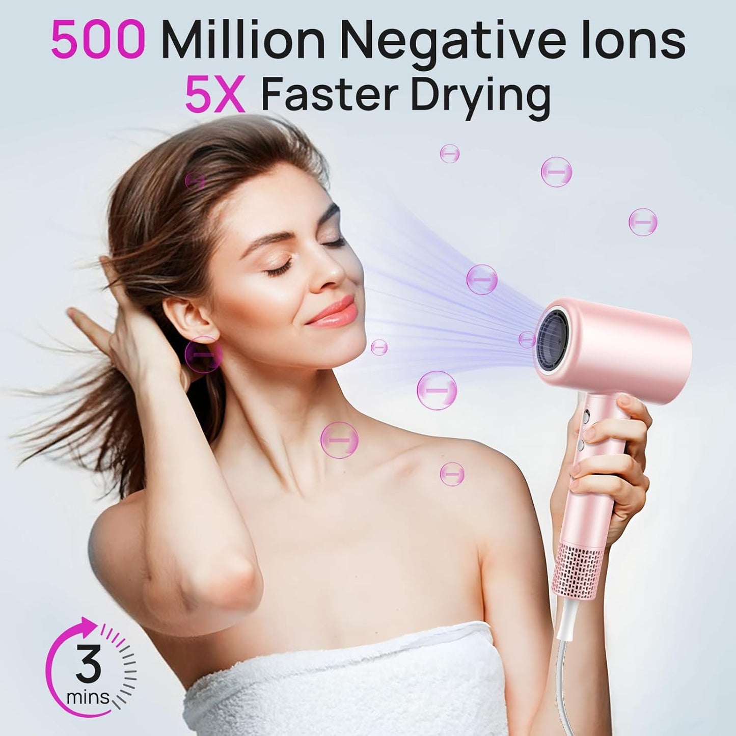 CONFU Haardroër, 110000 RPM Vinnigdrogende Blaser met Magnetiese Diffuser en Konsentrator, Professionele Liggewig Ioniese Haardroër vir Vroue en Mans