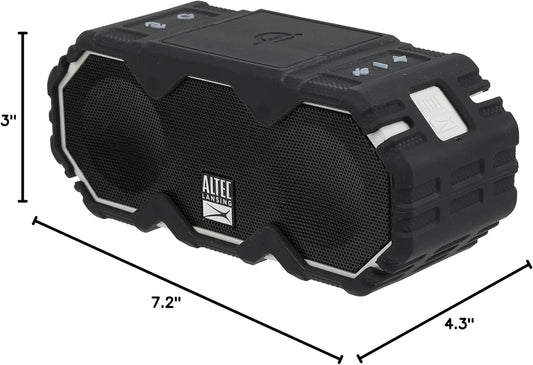 Altec Lansing Mini LifeJacket Jolt Bluetooth-luidspreker met Qi, draadloos, waterdig, draagbaar, luidsprekers, harde volume, sterkte bas, ryk stereostelsel, mikrofoon, 16 uur battery, 30 m reikafstand, grys