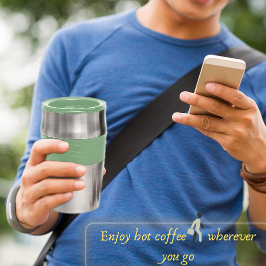 Mixpresso Groen Persoonlike Enkelbediening Koffiemaker met 14oz Reismok, Drup Klein Koffiemaker met Outomatiese Afskakeling, Herbruikbare Filter, Werk Slegs met Gemaalde Koffie – Nie vir K-beker Peule Nie