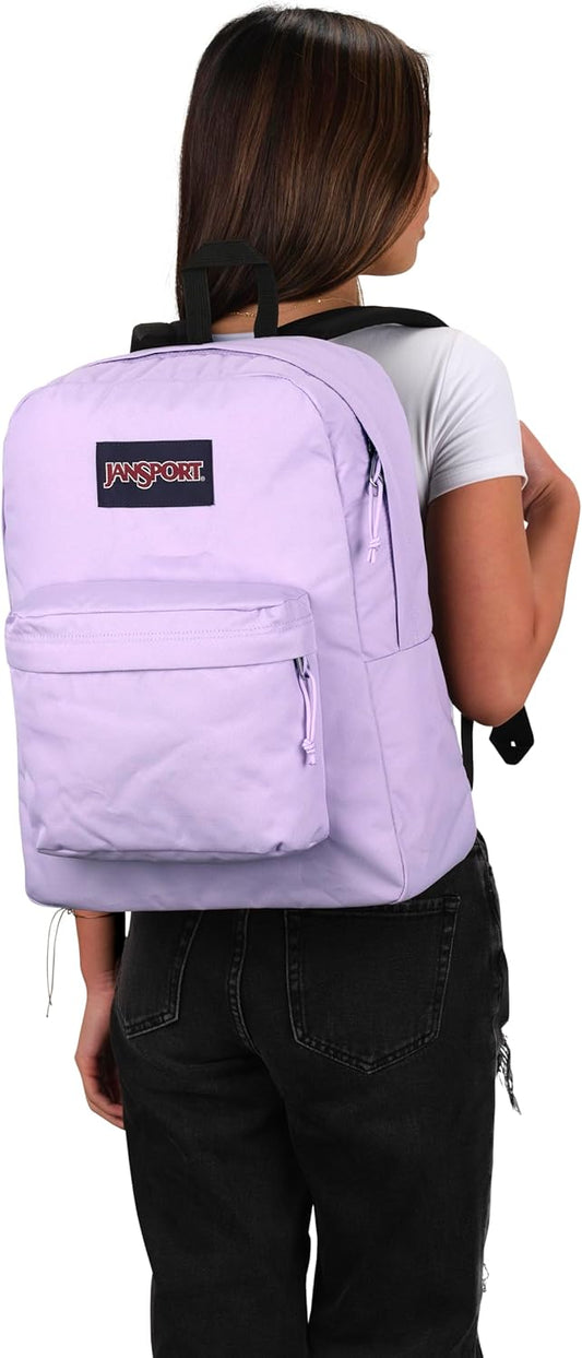 JanSport SuperBreak One-rugsakke - Duursame, Liggewig Boeksak met 1 Hoofkompartement, Voorste Nutssak met Ingeboude Organiseerder - Premium Rugsak, Pastel Lila