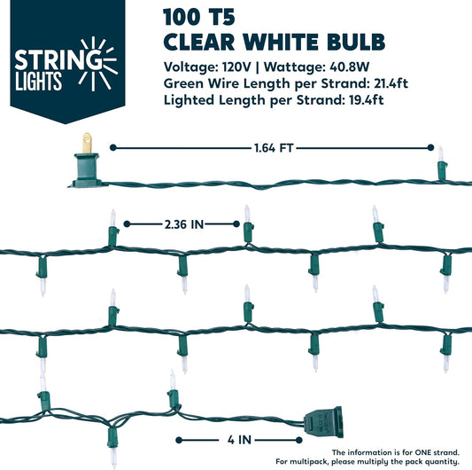 Clear Christmas String Lights Indoor,400CT Mini Warm White Fairy Light,85.6 FT Lighting Decor - Green Wire
