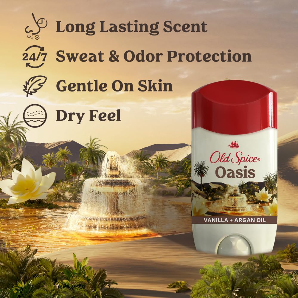 Old Spice Antiperspirant & Deodorant for Men - Oasis Scent with Vanilla +Argan Oil (2PK)