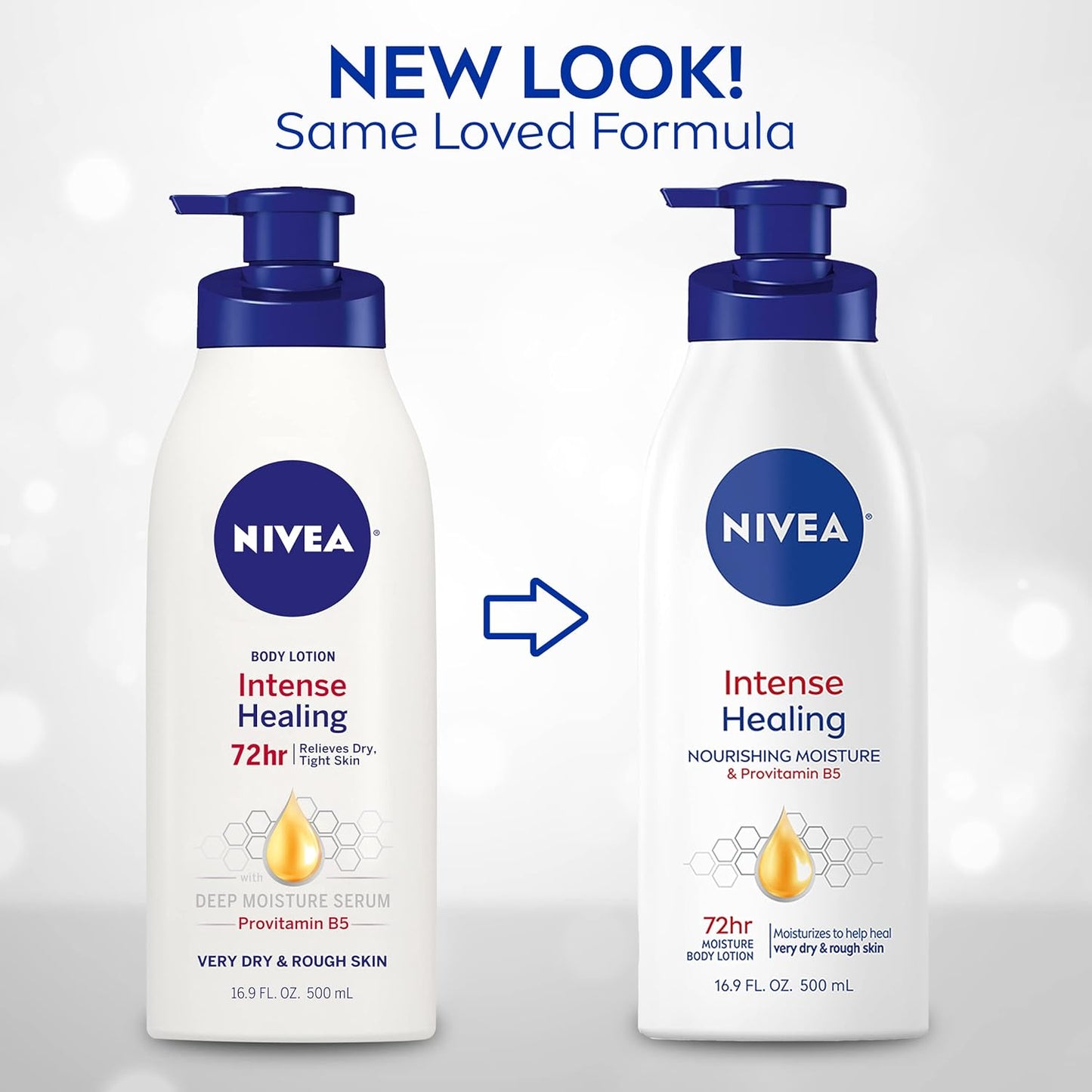 NIVEA Intense Healing Body Lotion for Very Dry, Itchy Skin with Glycerin, Provitamin B5 and Niacinamide, 72-Hour Body Moisturizer, 16.9 Fl Oz Pump Bottle - 3PK