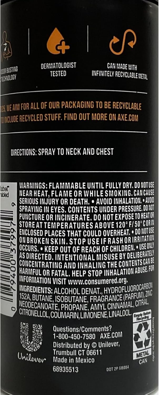 Axe Body Spray for Men - Dark Temptation 48HR High Definition Scent - 4oz (Pack of 2)