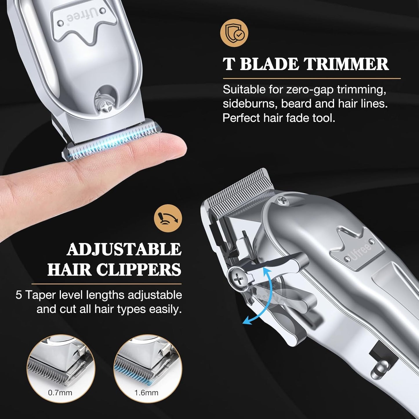 Hair Clippers for Men Professional, Barber Clippers and Trimmers Set, Cordless Hair Clippers for Hair Cutting Kit with LED Display, Electric Hair Trimmer, Gifts for Men, Silver