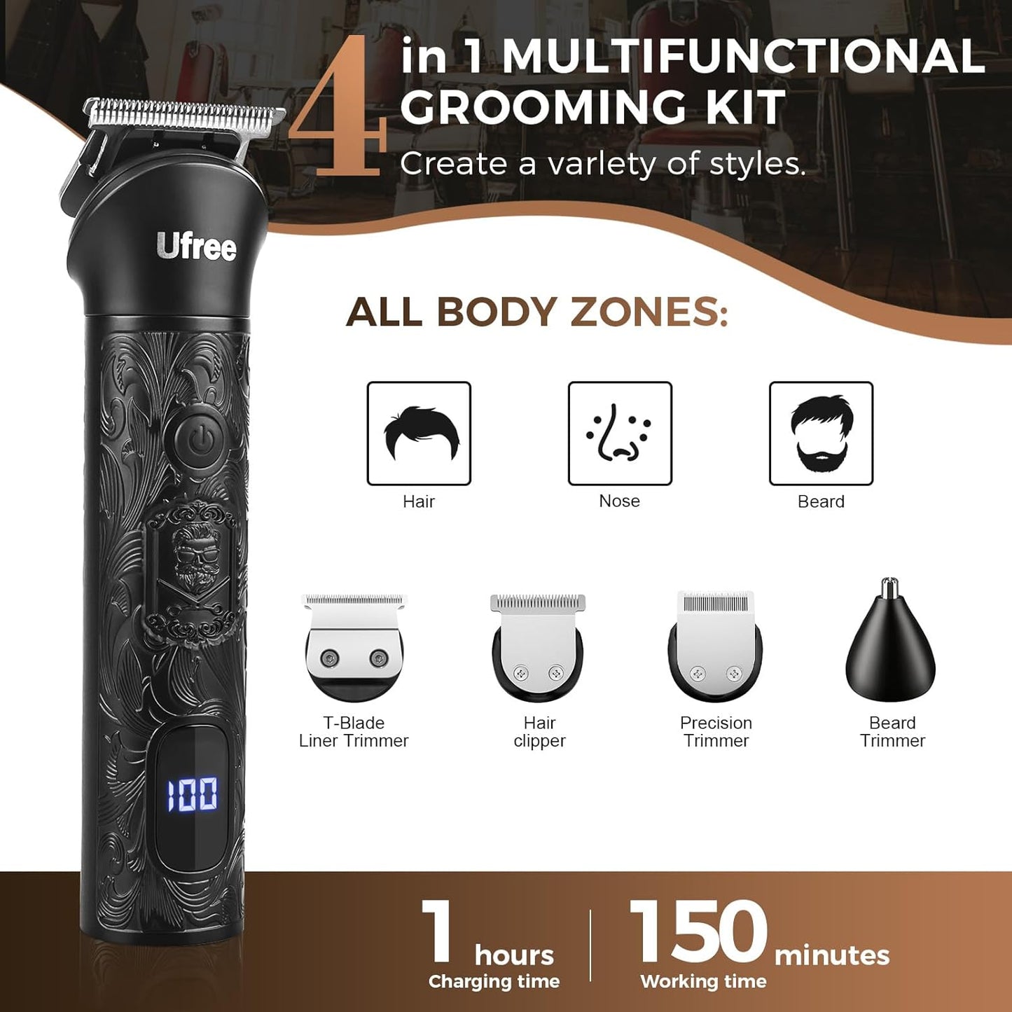 Beard Trimmer for Men, Foil Shaver Electric Razor, Shavers for Body Face Nose Ear, Cordless Hair Trimmer, Professional Hair Clippers, Mustache Grooming Kit Birthday Gifts for Men