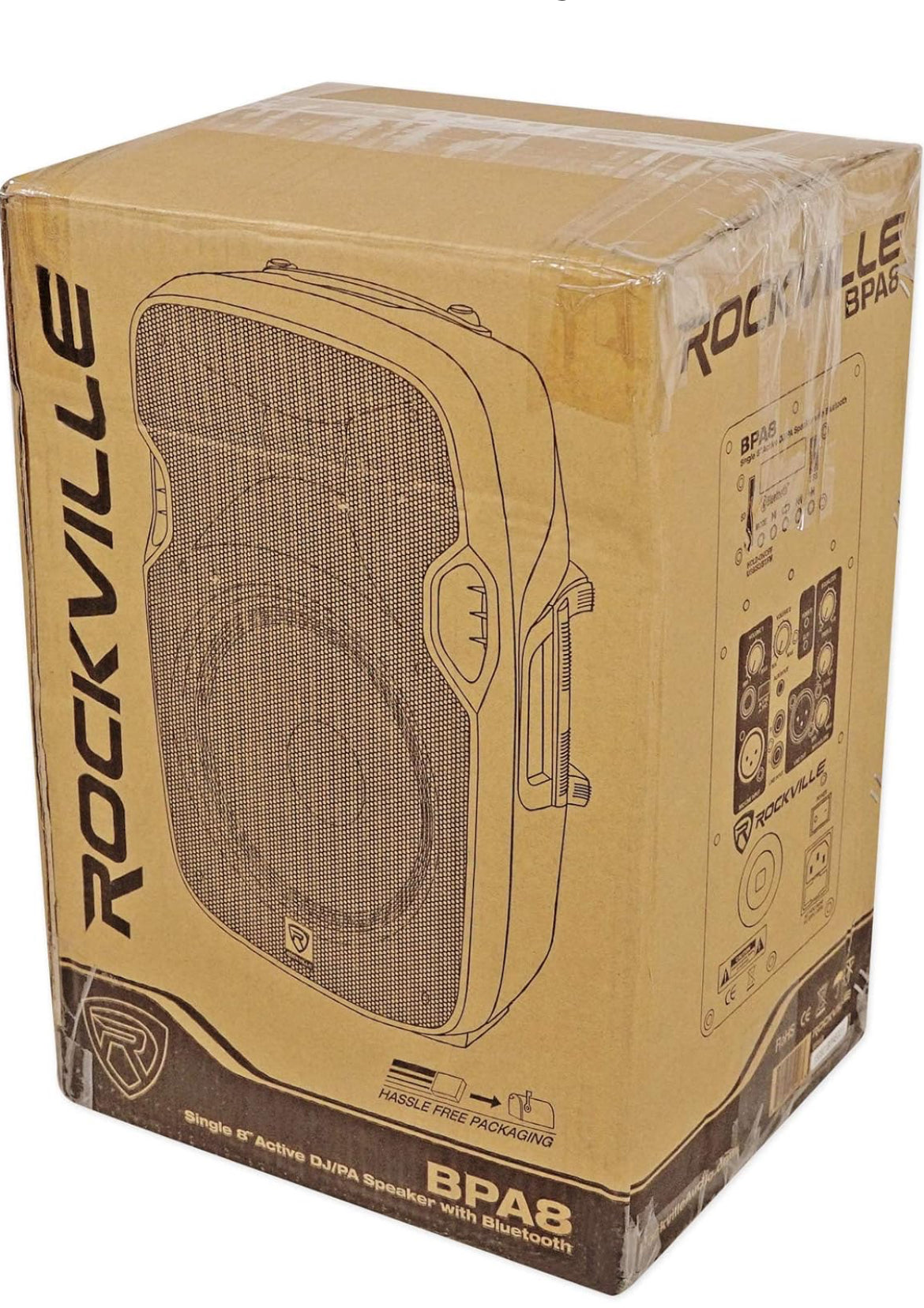 Rockville BPA8 8" 300W Powered PA DJ Speaker with Bluetooth, XLR, 1/4", RCA, 1/8" Inputs, USB/SD Music Player, Deep Bass, Remote Included