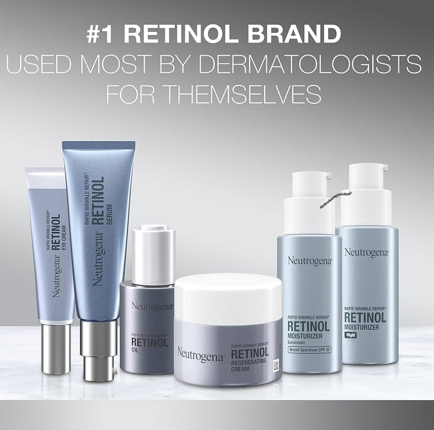Neutrogena Rapid Wrinkle Repair Retinol-oogroom en hialuroonsuur om fyn lyntjies, plooie en donker kolle te beveg (0.5 fl. oz)