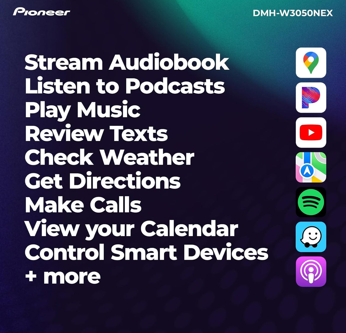 Pioneer DMH-W3050NEX 6.8" Capacitive Touchscreen Double Din Car Stereo
Digital Multimedia Receiver, Wireless Apple CarPlay & Android Auto, Bluetooth, Backup Cam, Maestro, HD Radio, Hi-Volt RCA