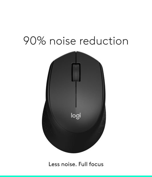 Logitech M330 SILENT Draadlose Muis, 2.4GHz met USB-ontvanger, Optiese Nasporing, Stil & Liggewig, Lang Batterylewe, vir rekenaar, Mac, skootrekenaar, Chromebook - Swart