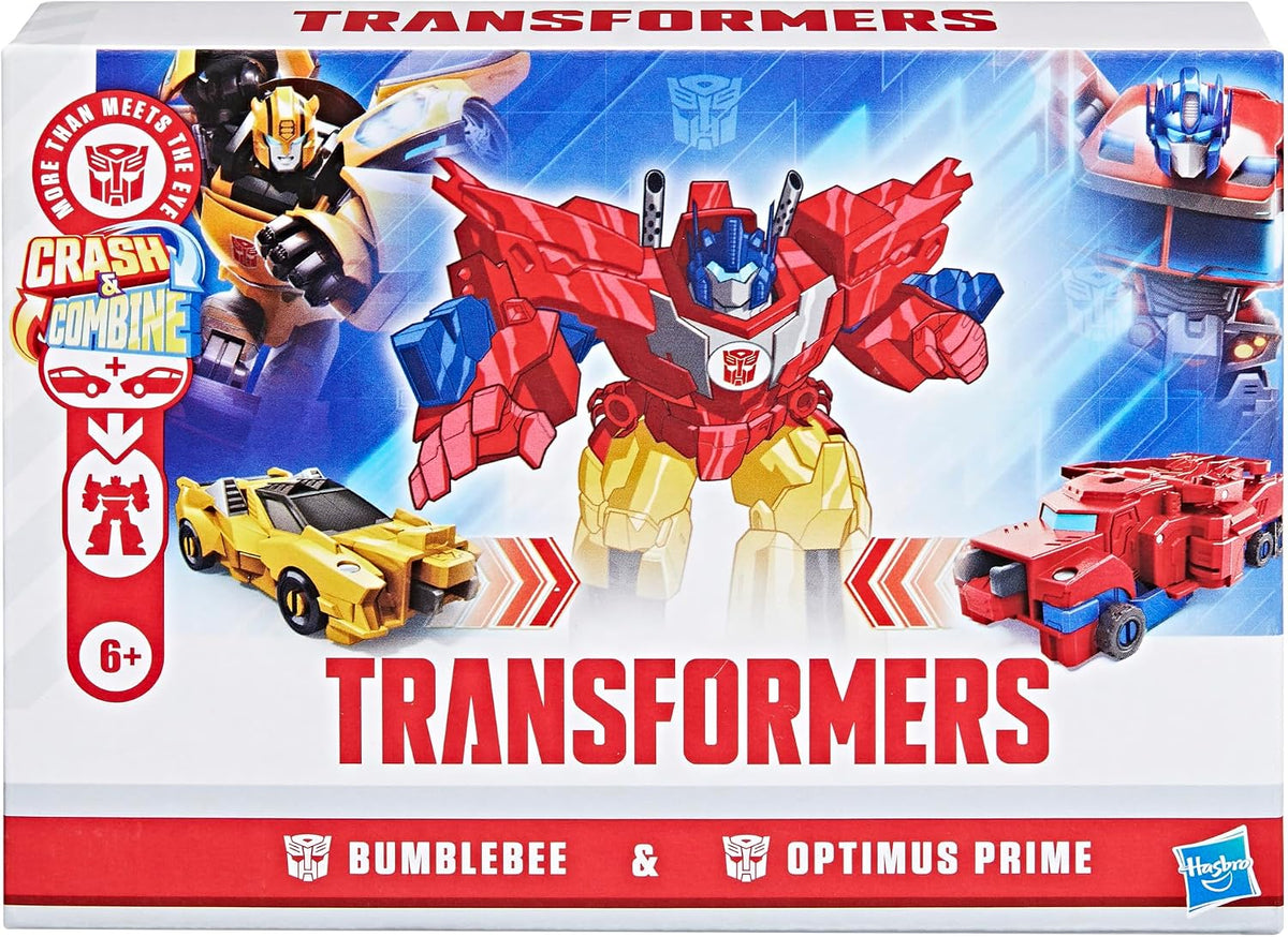 Transformers Crash & Combine Heroes, 3.75-Inch Converting Bumblebee and Optimus Prime Action Figures, Robot Toys for Kids 6 and Up (Amazon Exclusive)