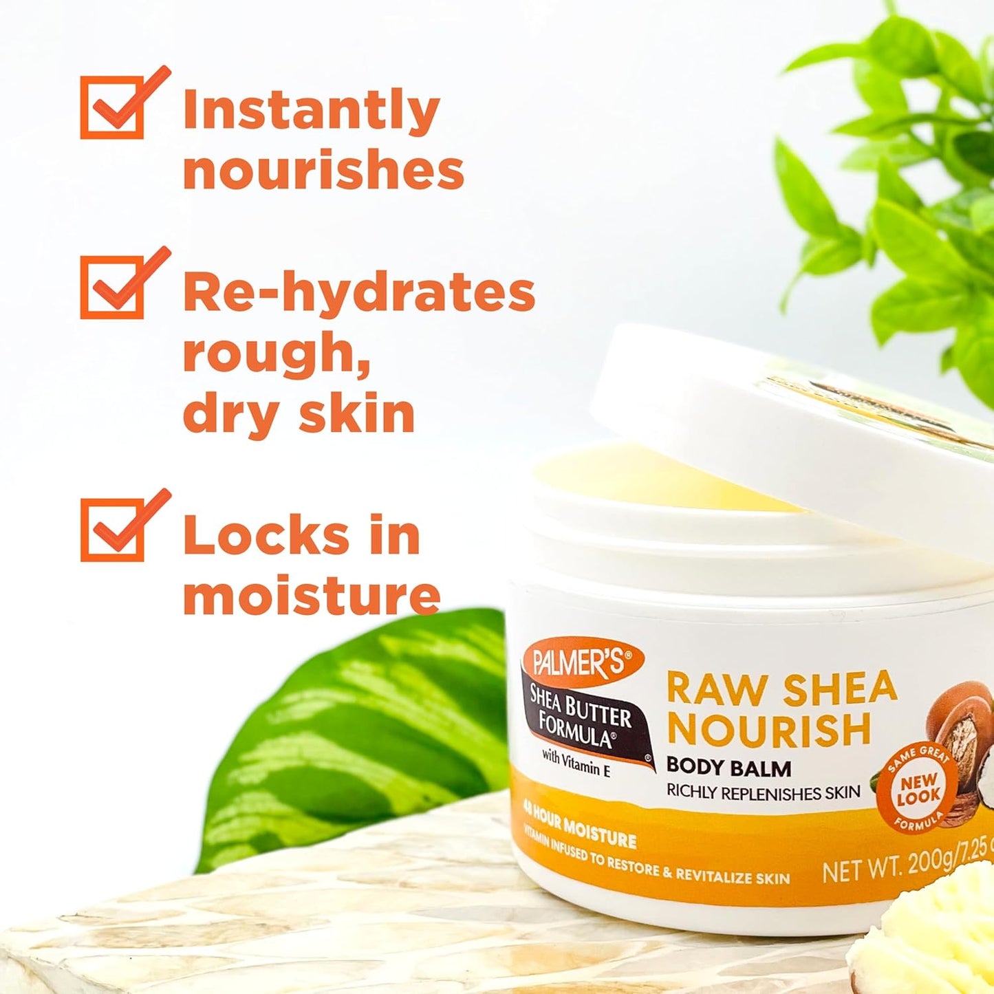 Palmer's Shea Butter Formula Raw Shea Butter Balm w/ Vitamin E, Nourishing Body Moisturizer for Rough, Dry Skin, 7.25 oz (Pack of 2)