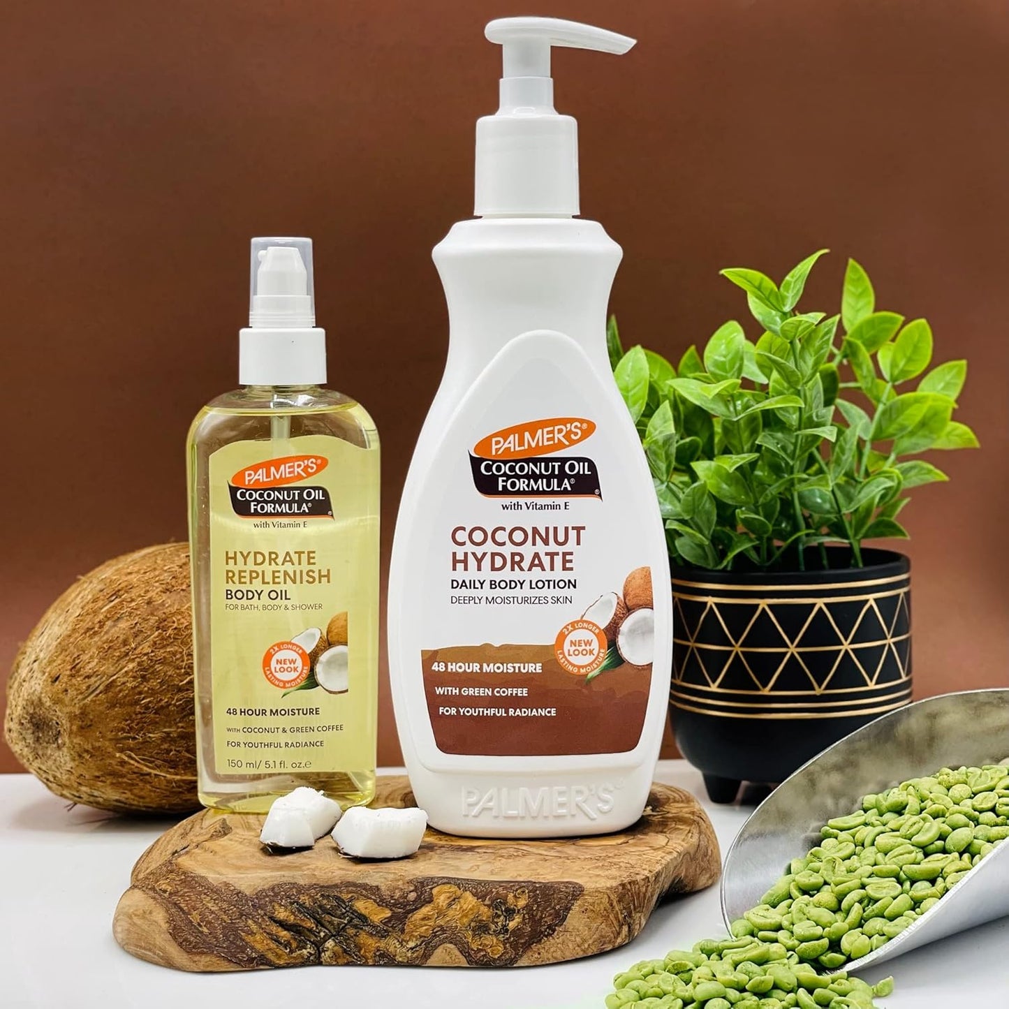 Palmer's Coconut Oil Body Oil + Body Lotion, Value Skin Care Bundle for Dry Skin, Provides 48 HR Moisture to Dry, Rough Skin