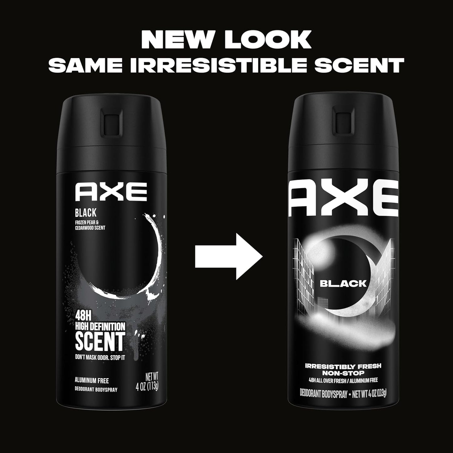 AXE Body Spray Deodorant for Men Black for Long Lasting Odor Protection Frozen Pear & Sandalwood (4.0 oz) Pack of 2