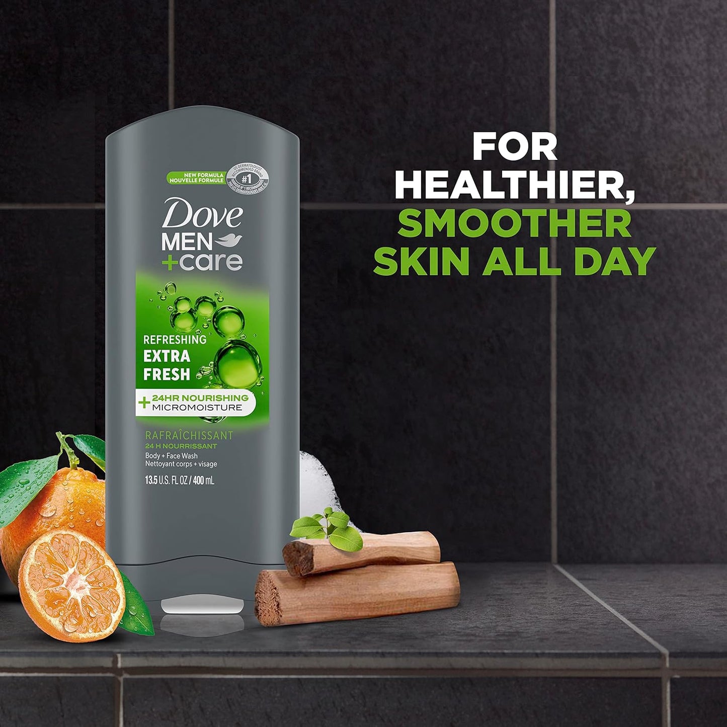 Dove Men Extra Fresh 13.5oz Body Wash & 3oz 2-in-1 Shampoo Conditioner for Men's Skin & Hair