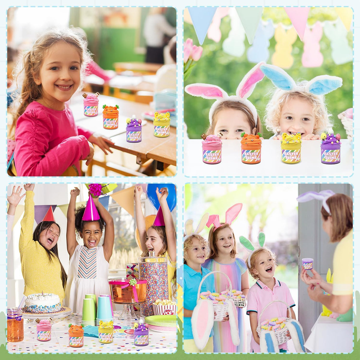 Bulk Easter Slime Party Favors 8 PCS, Easter Basket Stuffers for Kids 8-12