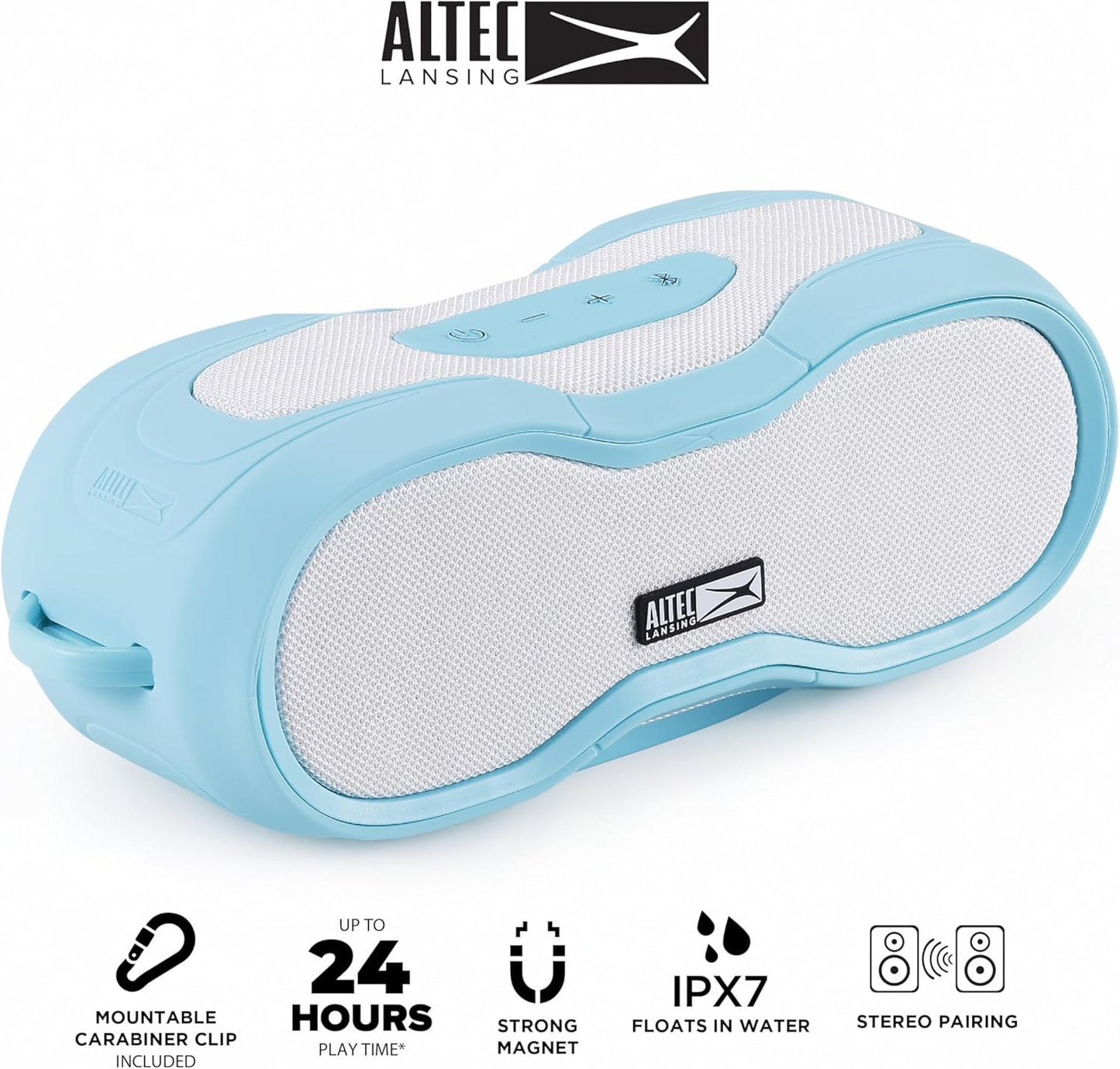 Altec Lansing BoomJacket XL Draadlose Bluetooth-luidspreker, Magnetiese Waterdigte Luidspreker, IPX7 Buite-luidspreker met 24H Speeltyd, Draagbare Luidspreker met Karabyner, Monteerbaar, Vinnige Laai
