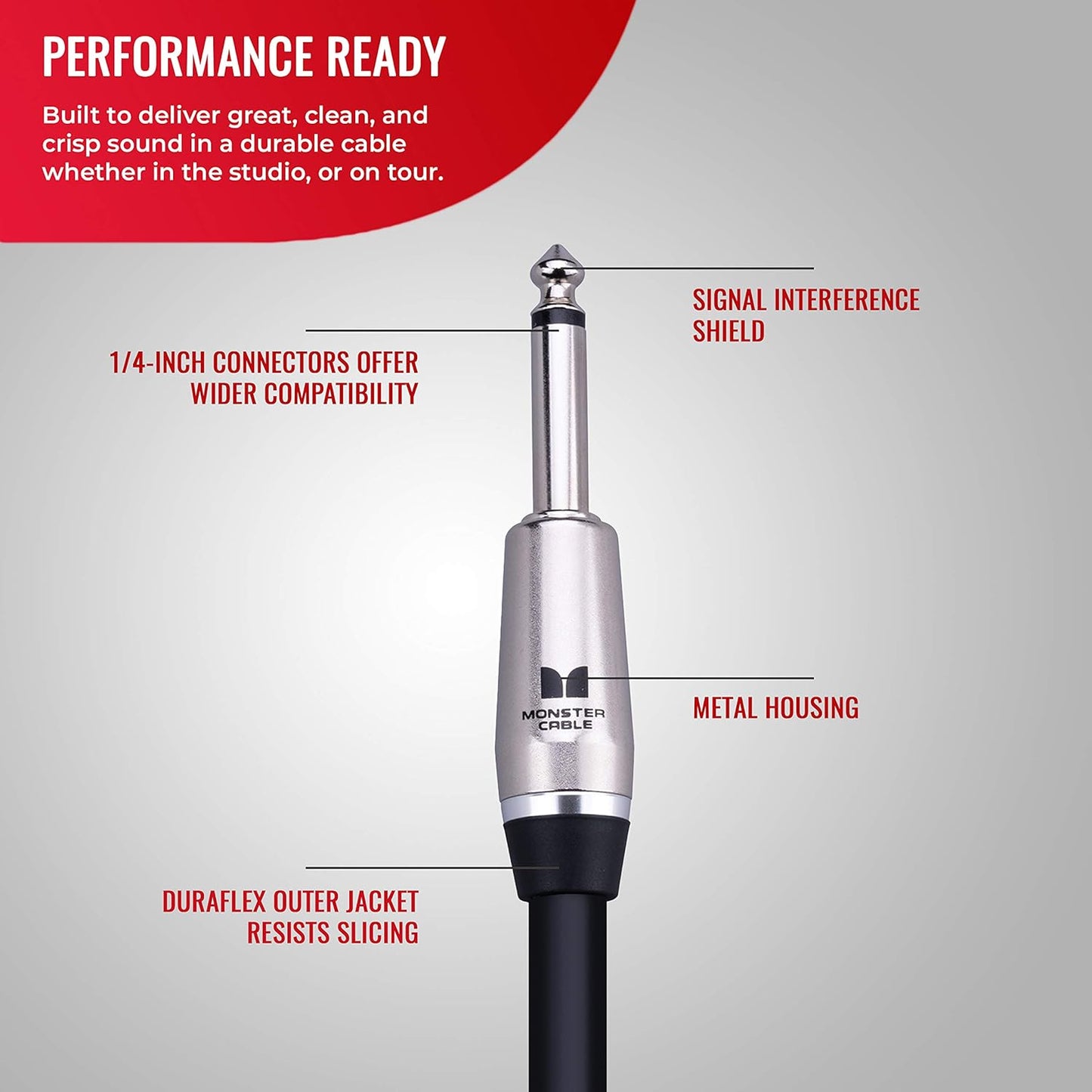 Monster Prolink Performer 600 Speaker Cable: 6 ft, Straight 1/4 Plugs