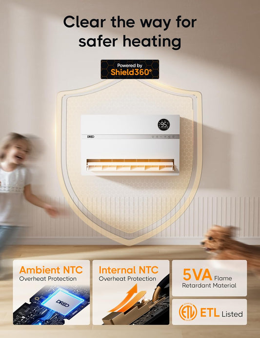 Dreo Slimline Slim Verhitter, Elektriese Ruimteverwarmer 1500W, 120° Vertikale Ossillasie, Verstelbare Termostaat, Afstandsbeheer, 24H-tydhouer Werk met Alexa