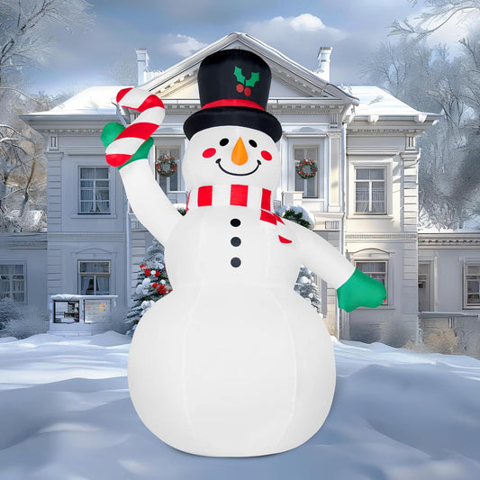 (6 FT) Tall Christmas Snowman Inflatables Snowman with Music and Rotating Colorful Light, Blow Up Decoration