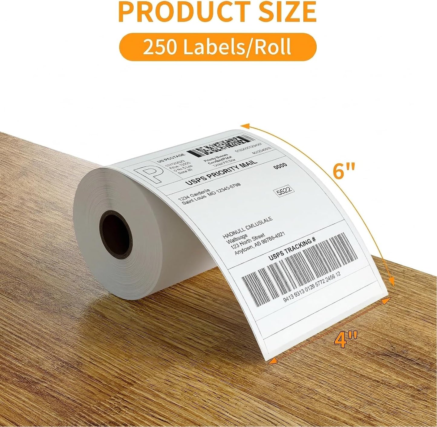4x6" Versendingsetikette Termiese Drukker Plakkers - (250 Velle)