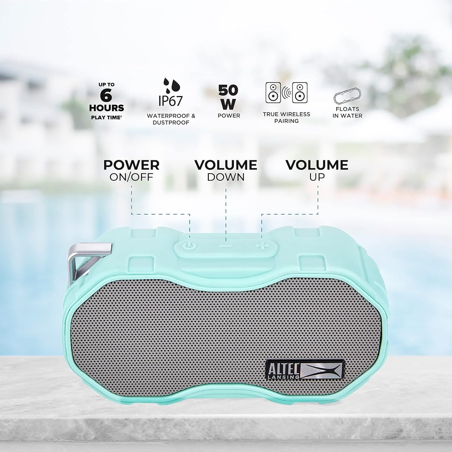 Altec Lansing Baby Boom XL – Waterdigte Bluetooth-luidspreker, Draadlose en Draagbare Luidspreker vir Reis- en Buiteluggebruik, Diep Bas en Harde Klank, 1 Pak, Munt
