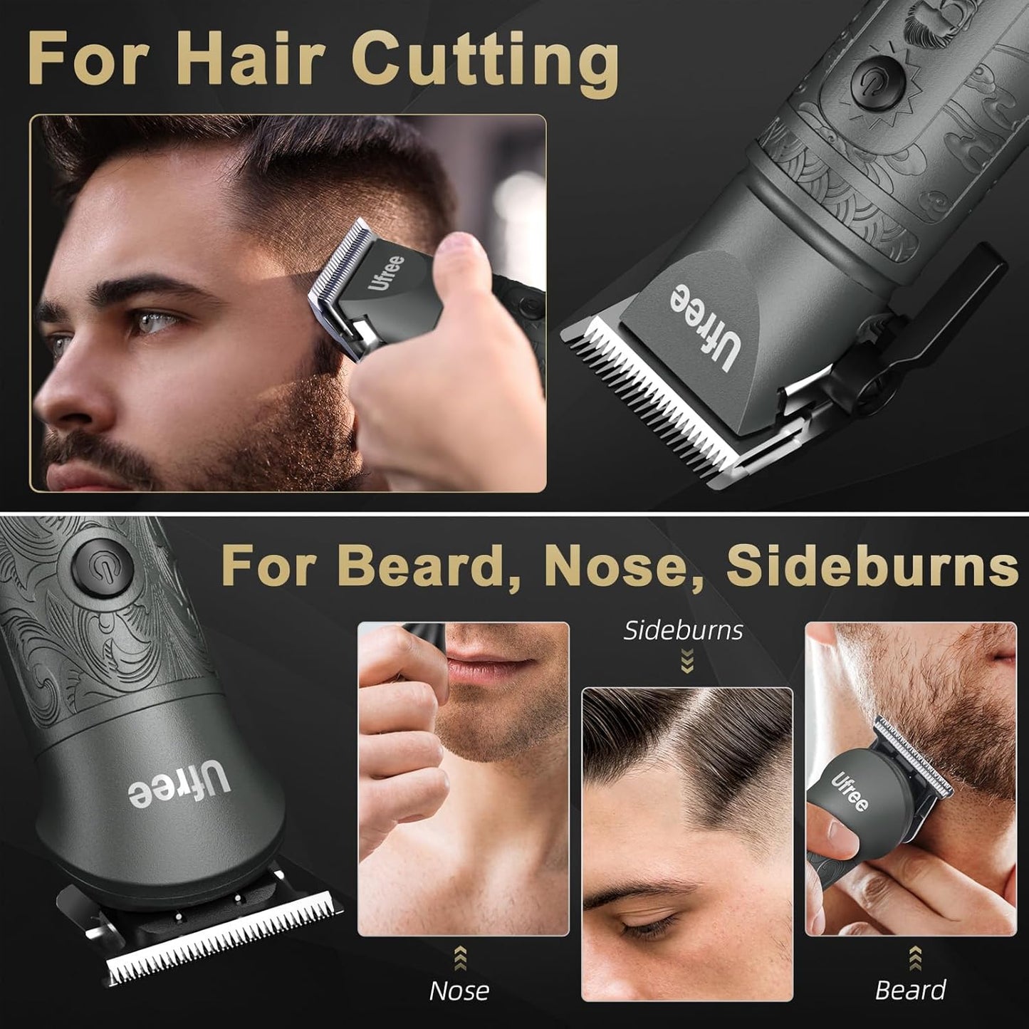 Beard Trimmer for Men Professional with Hair Clippers, Barber Clippers and Trimmers Set, Electric Razor Shavers for Men, Cordless Mens Grooming Kit for Nose, Ear, Face, Hair, Gifts